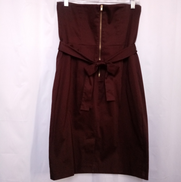 Calvin Klein Cotton Strapless Brown Mini Dress - Picture 2 of 8